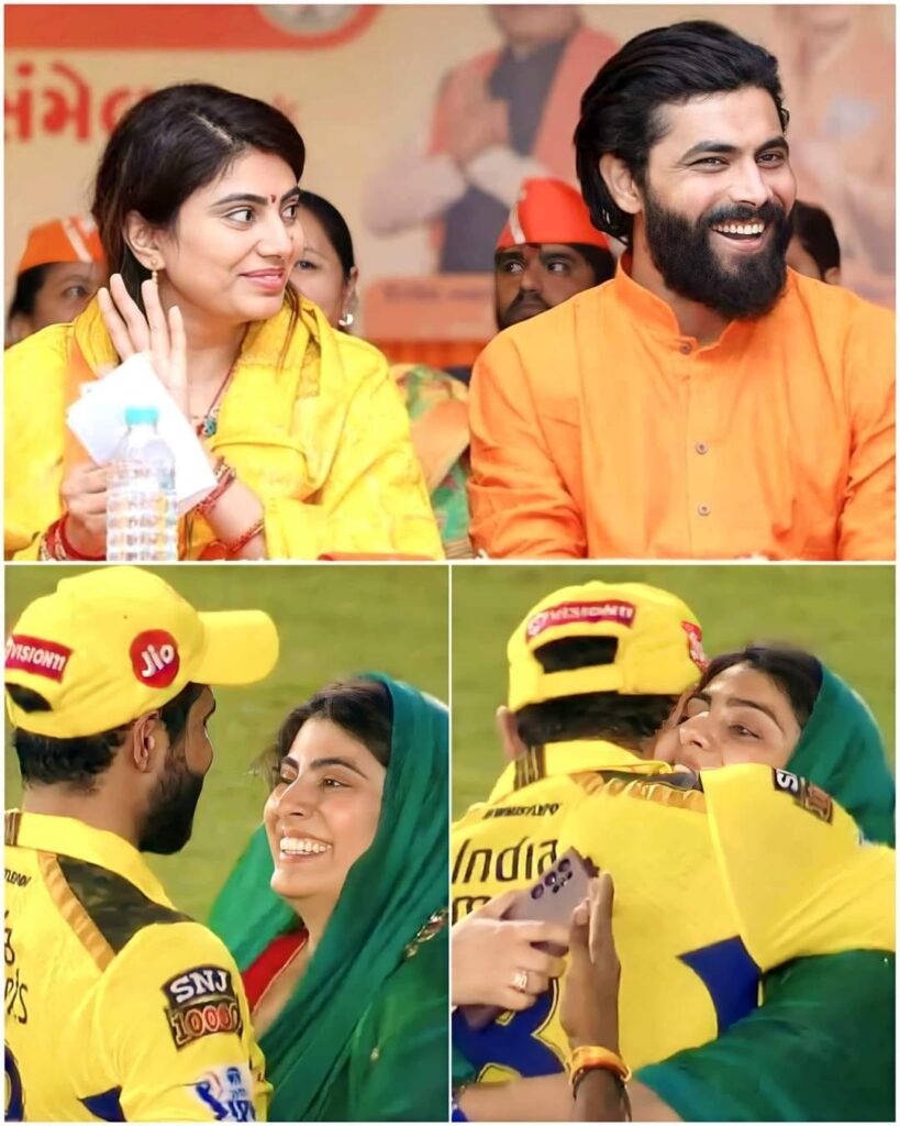 Ravindra Jadeja with wife Rivaba during IPL 2023 Final Match Victory