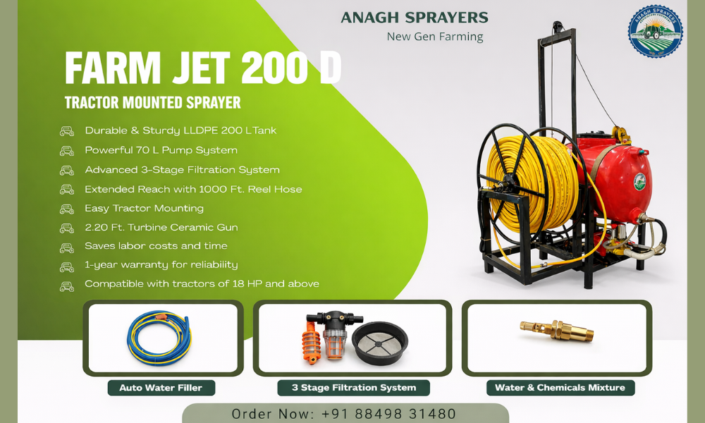 Anagh Sprayers Rajkot Farm Jet Tractor Mounted Sprayer Manufacturer from Gujarat India