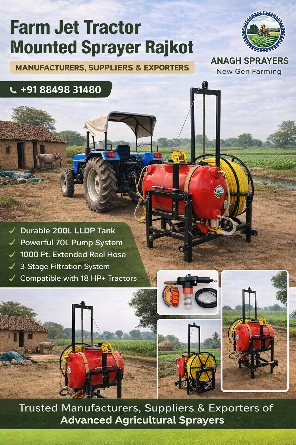 Farm Jet Tractor Mounted Sprayer – Manufacturers, Suppliers & Exporters Rajkot Gujarat