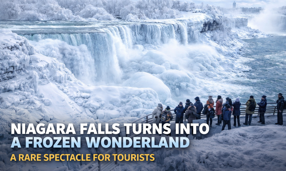 Niagara Falls Turns Into a Frozen Wonderland A Rare Spectacle for Tourists