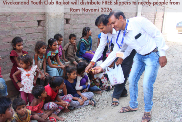 Vivekanand Youth Club Rajkot will distribute FREE slippers to needy people from Ram Navami 2026.