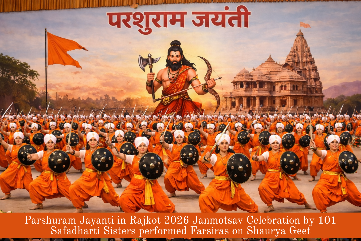 Parshuram Jayanti in Rajkot 2026 Janmotsav Celebration by 101 Safadharti Sisters performed Farsiras on Shaurya Geet