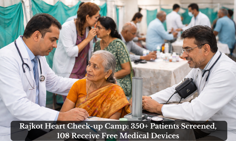 Rajkot Heart Check-up Camp 350+ Patients Screened, 108 Receive Free Medical Devices