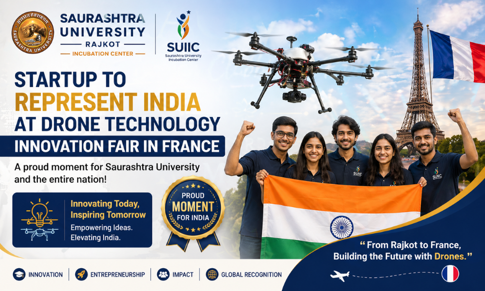 Saurashtra University Rajkot Incubation Center Startup to Represent India at Drone Technology Innovation Fair in France