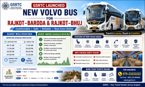 GSRTC Launched New Volvo Bus for Rajkot Baroda & Rajkot Bhuj - Latest Departure Time & Route Fare
