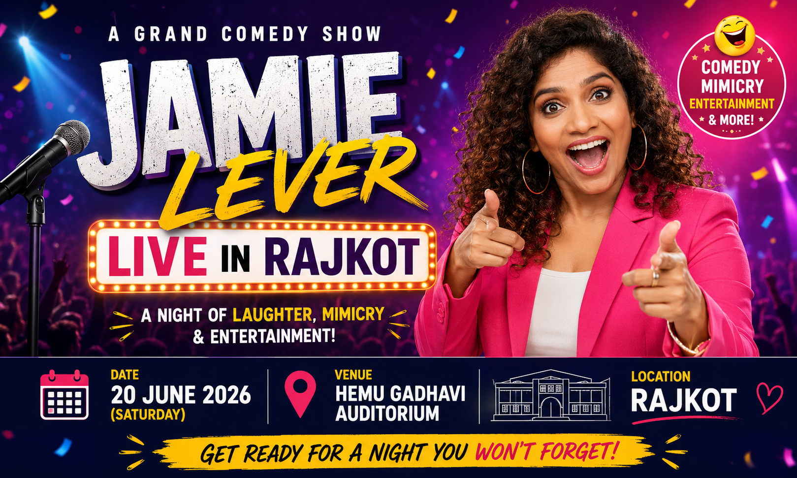 Jamie Lever Live in Rajkot A Grand Comedy Show Filled with Laughter, Mimicry & Entertainment on 20 June, 2026