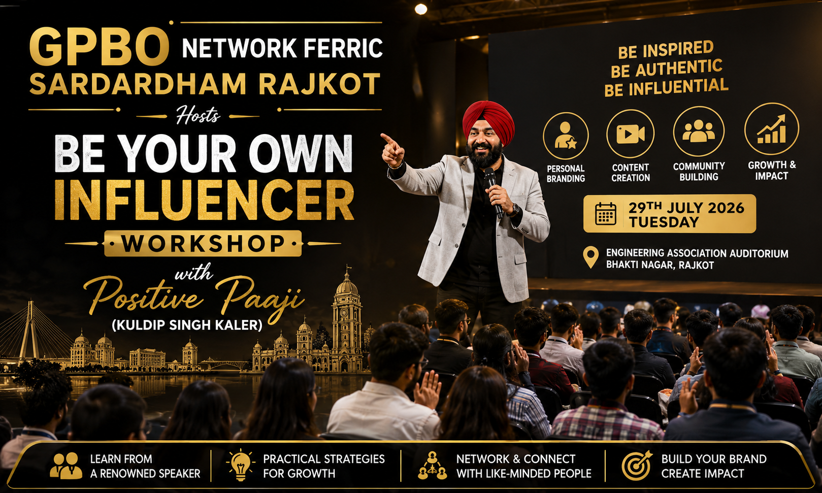 GPBO Sardardham Rajkot Hosts Be Your Own Influencer Workshop with Positive Paaji on July 29, 2026