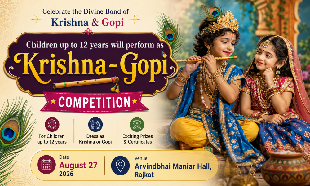 Children up to 12 Years Will Perform as Krishna-Gopi at Arvindbhai Maniar Hall, Rajkot; Competition on August 27