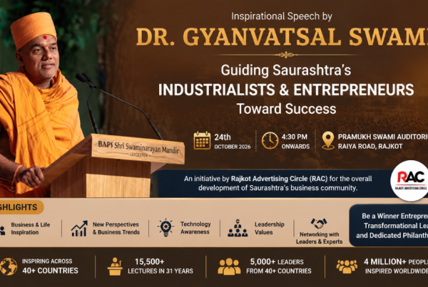 Dr. Gyanvatsal Swami Inspirational Speech in Rajkot - Guiding Saurashtra’s Industrialists and Entrepreneurs Toward Success