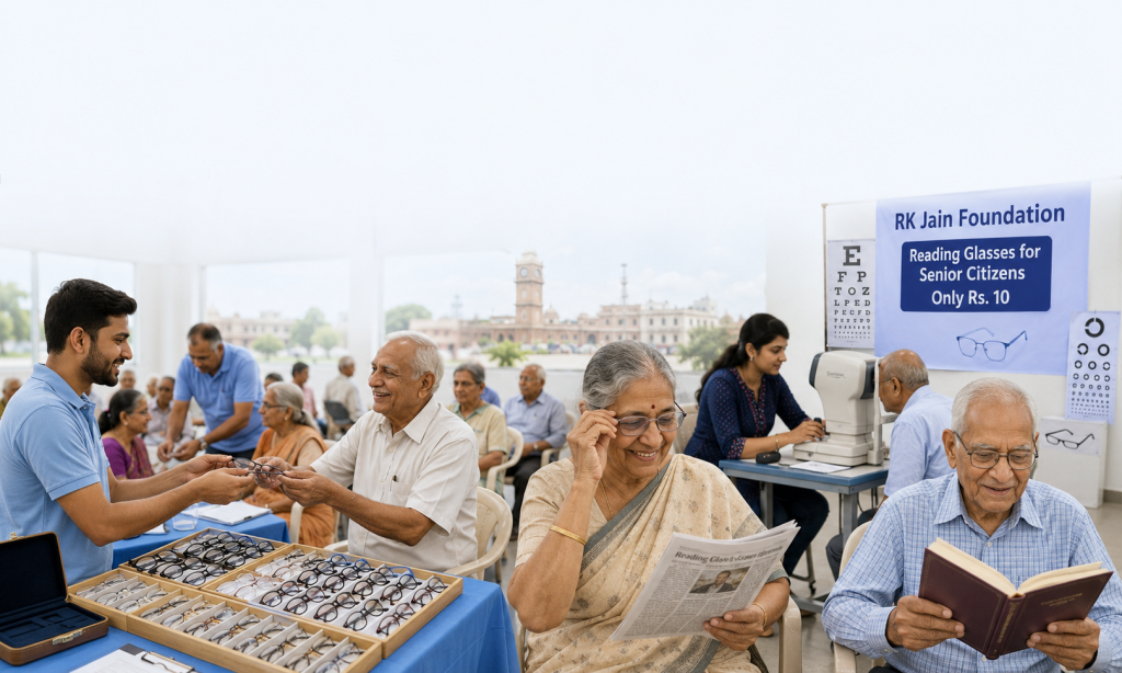 RK Jain Foundation Rajkot Distributes Reading Glasses to Senior Citizens for Just Rs 10, Benefits 18,000 Elders in 13 Years