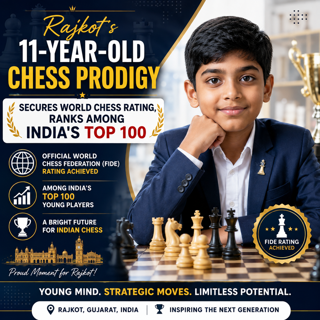 Rajkot's 11-Year-Old Chess Prodigy Secures World Chess Rating