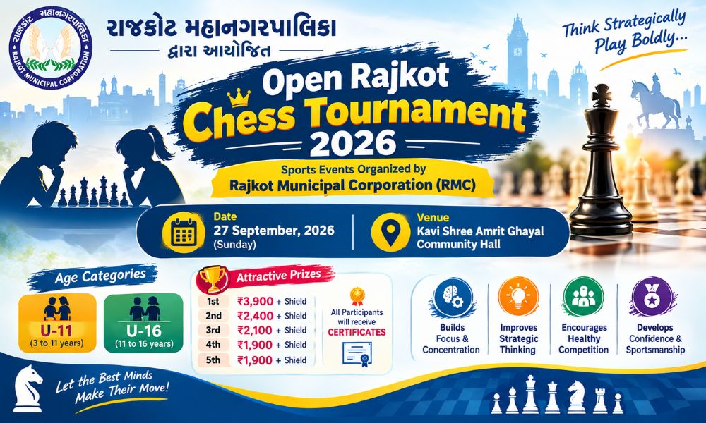 Open Rajkot Chess Tournament 2026 - Sports Events Organized by Rajkot Municipal Corporation (RMC)